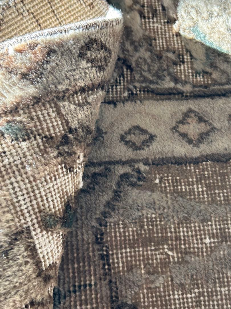 レア　ニュートラルカラー　シャビーシック　オーバーダイ　トルコ ヴィンテージラグ