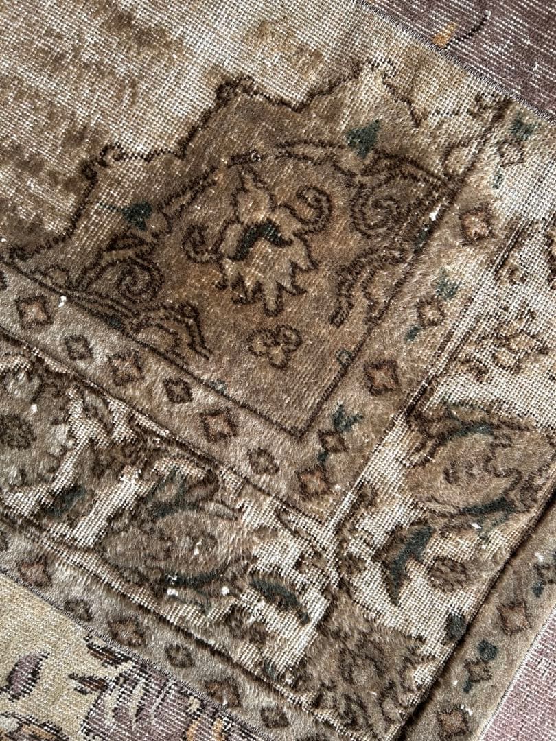 レア　ニュートラルカラー　シャビーシック　オーバーダイ　トルコ ヴィンテージラグ