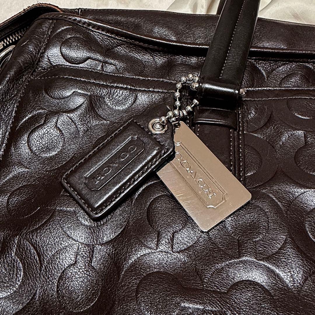 美品　COACH コーチ70253 オプアートビジネスバッグ　2way A4 茶
