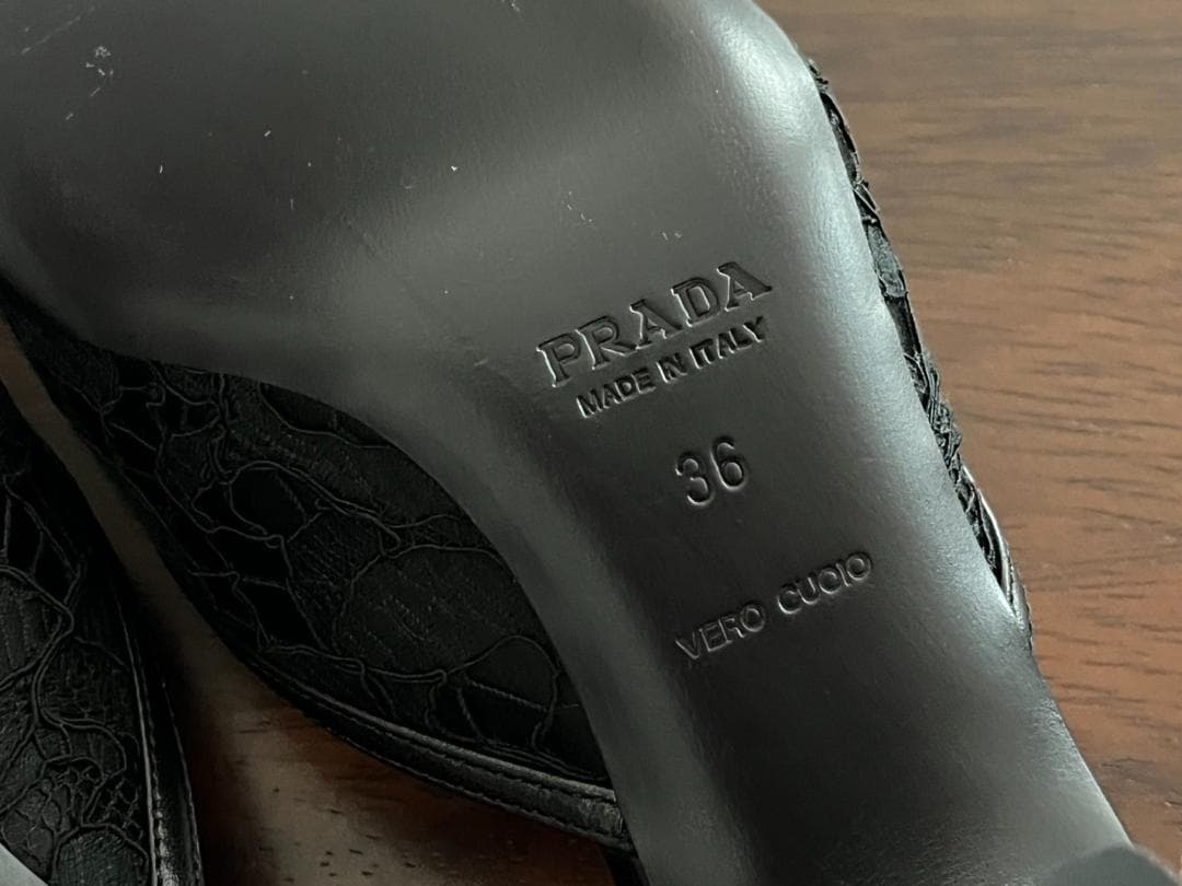 ◆美品 PRADA プラダ ブラックレース ミュール サイズ36 試着のみ
