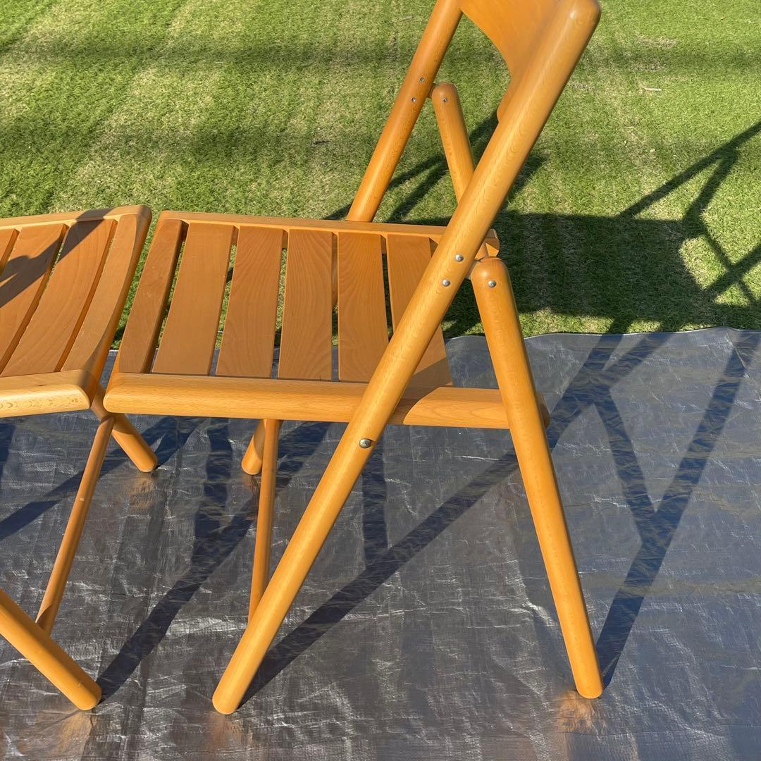 廃盤品 無印良品 木製折りたたみ椅子 フォールディングチェア 2脚
