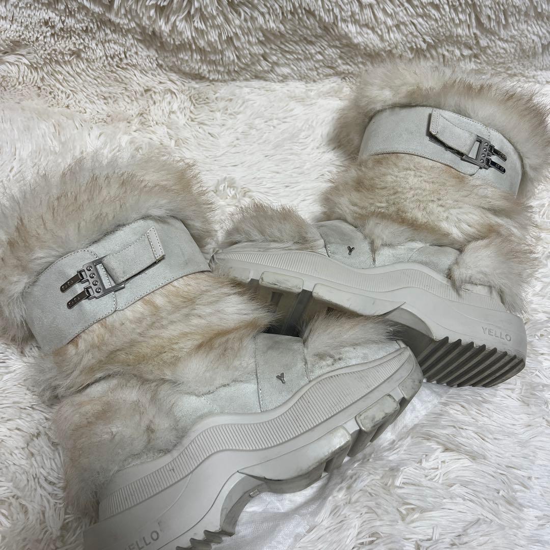 人気✨YELLO ファーブーツ 厚底　ファー　ムートン　厚底ブーツ　M