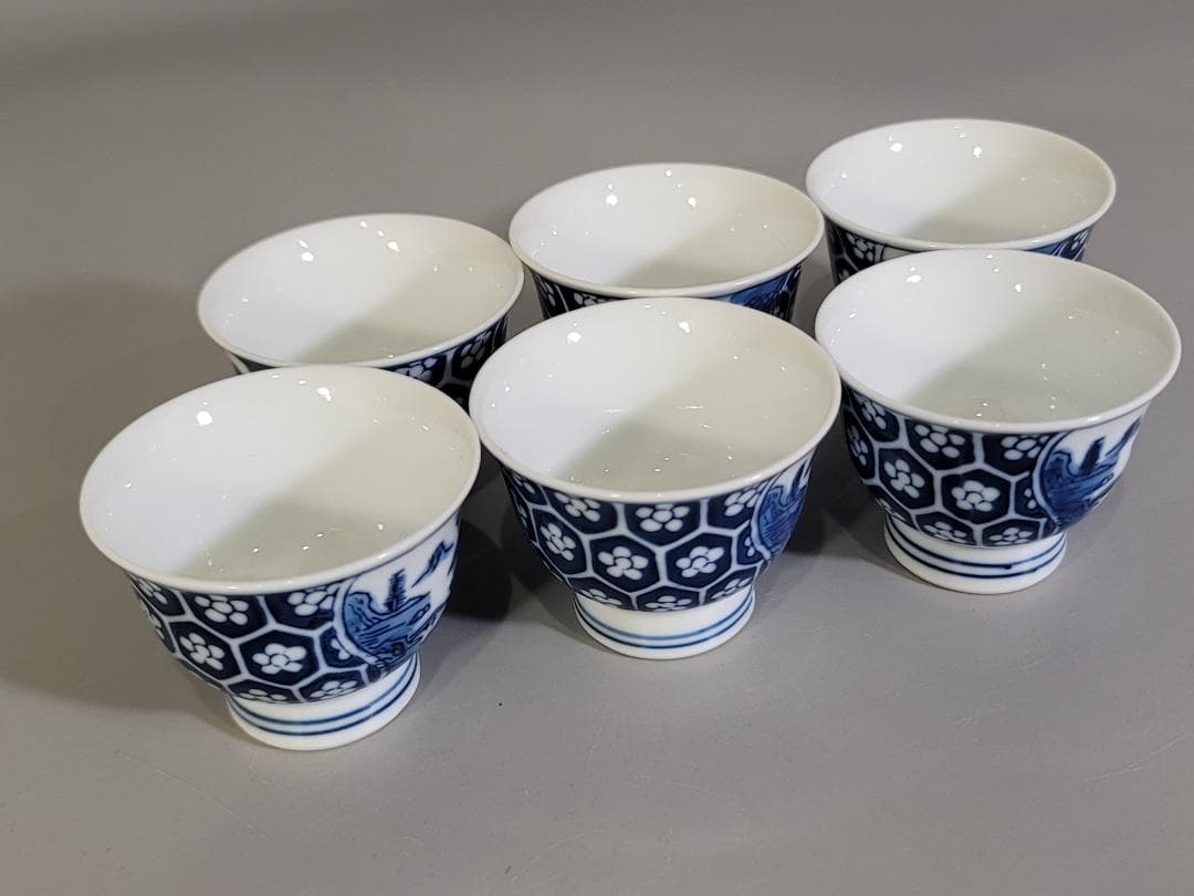 煎茶 染付碗 桑茶器櫃 銅茶托 まとめて