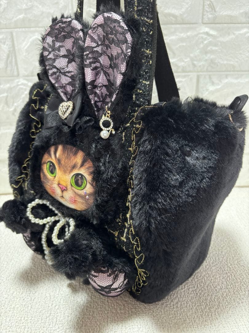 黒*こ様 コヤンイサムチョン　ハンドメイド　ファーバッグ　黒　サンダーちゃん　ツ