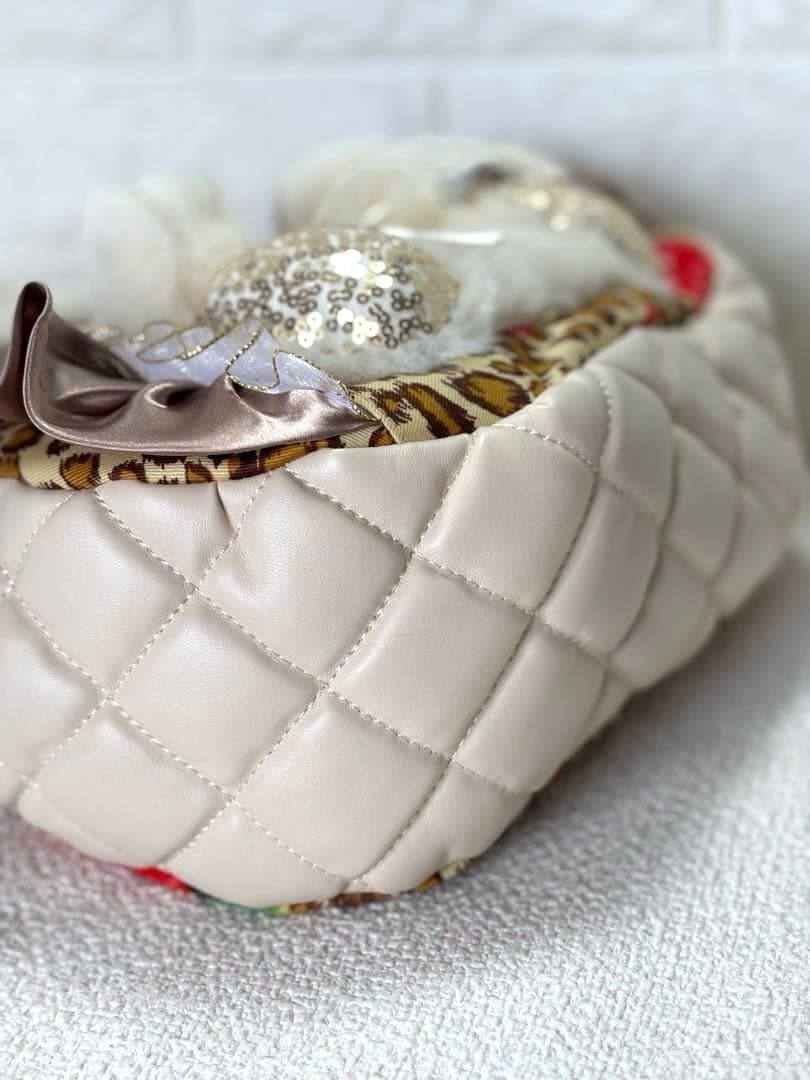 さ*ー様 コヤンイサムチョン　ハンドメイド　フリルトートバッグ　ヒョウ柄　サンダ