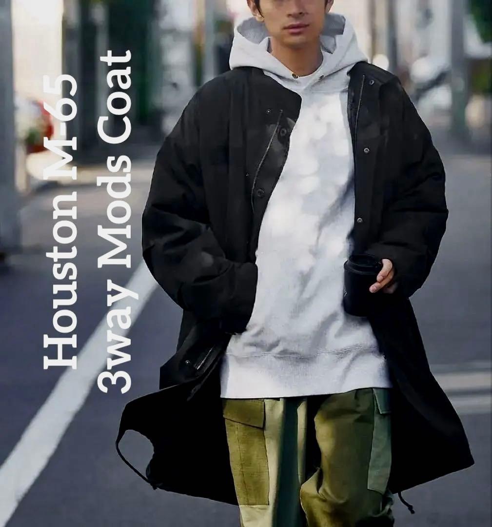 ヒューストン M-65 モッズコート 3way m65 フィッシュテール 黒