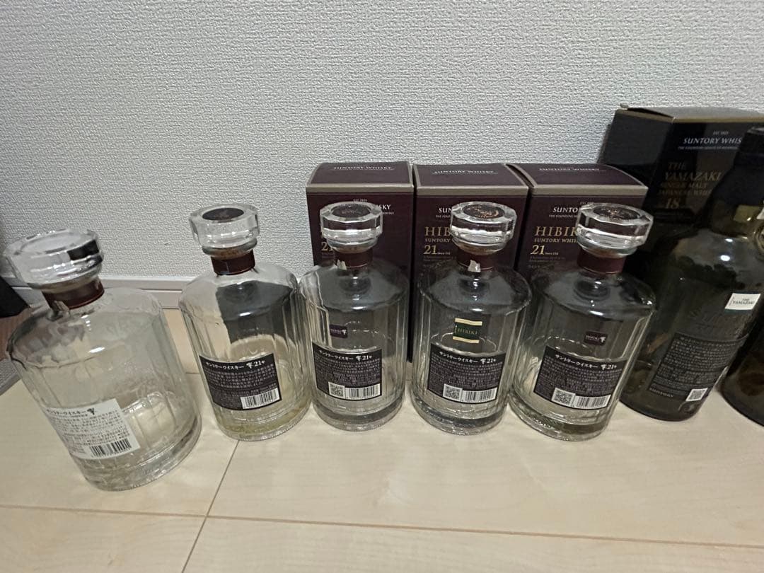 山崎18年・響21年　空瓶　空箱