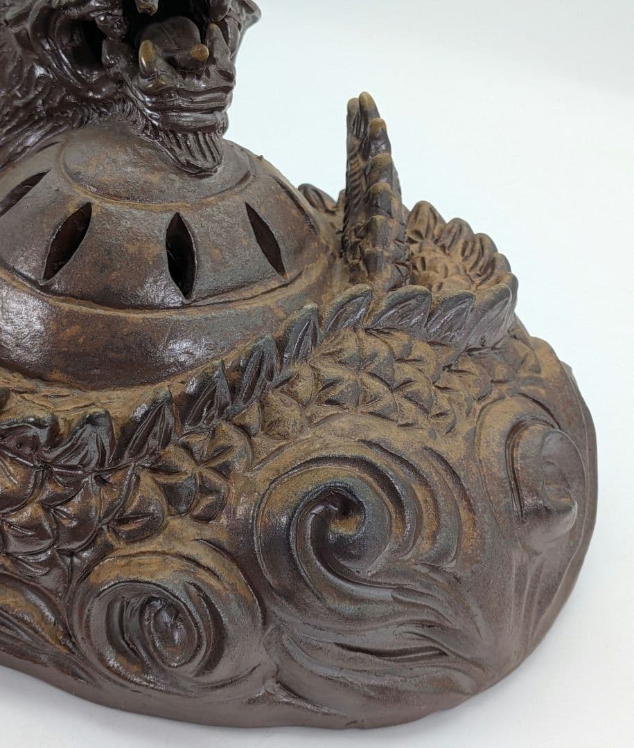 備前焼 龍彫伏香炉（大） 香爐 香道具 茶道具 置物 竜 尤 ドラゴン お香