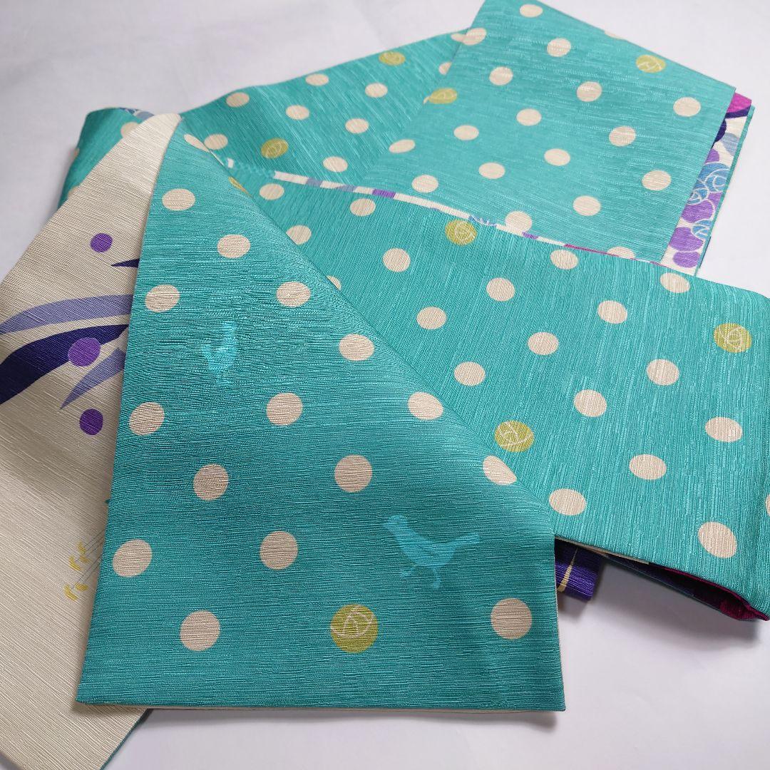 正絹 半幅帯 wakka ワッカ ハチドリ 大花 図案 訳あり