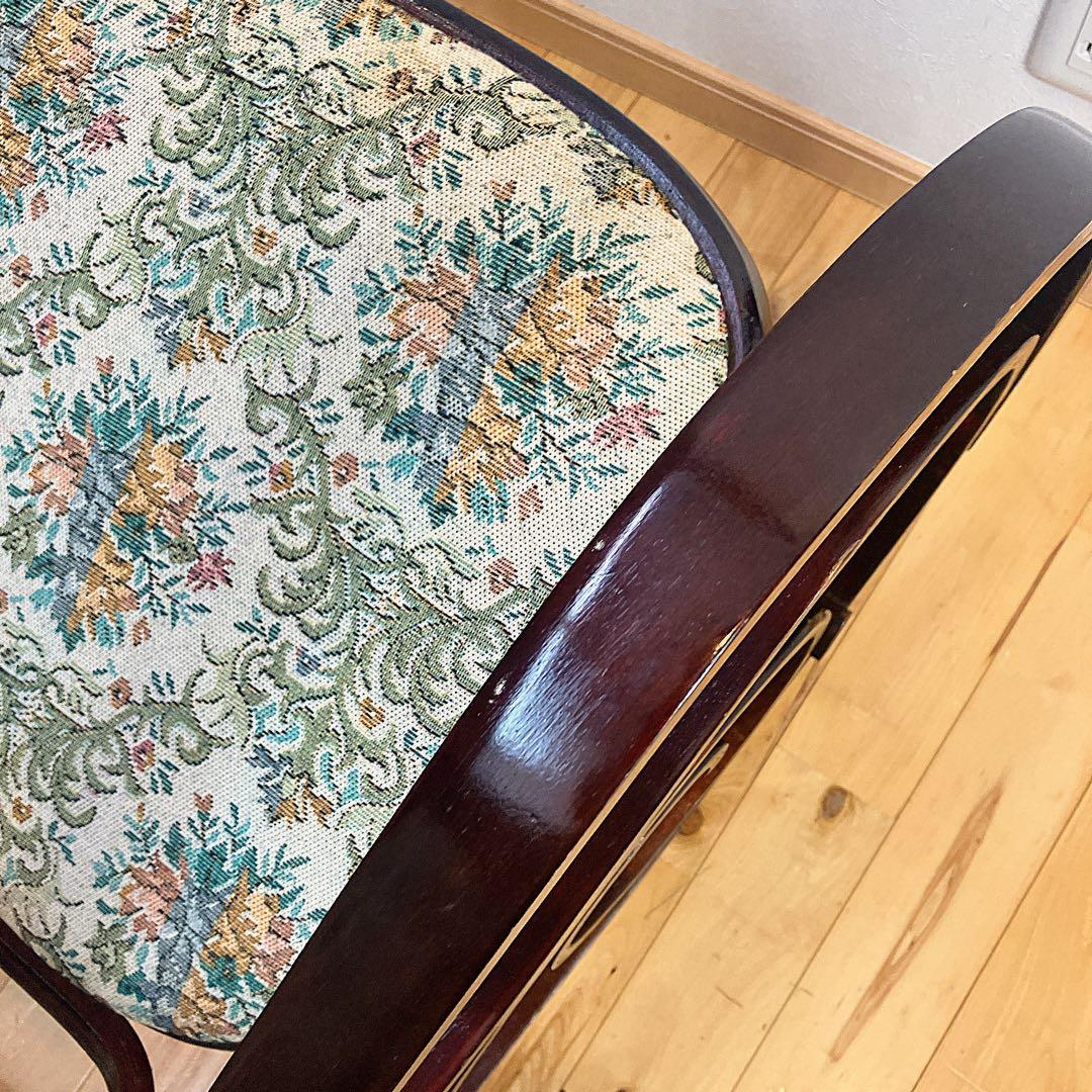 アンティーク ゴブラン織り ロッキングチェア 花柄 木製椅子 ビンテージ