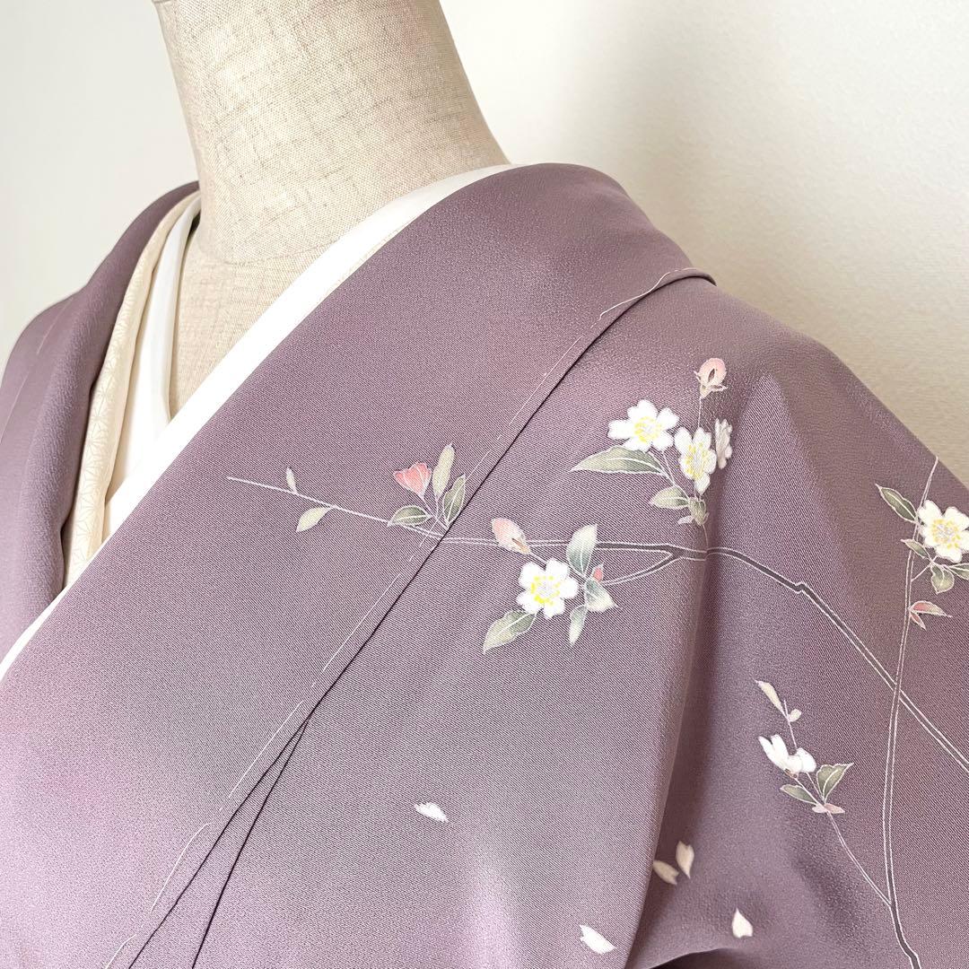 しつけ付幸せの青い鳥 訪問着 十日町友禅 正絹着物