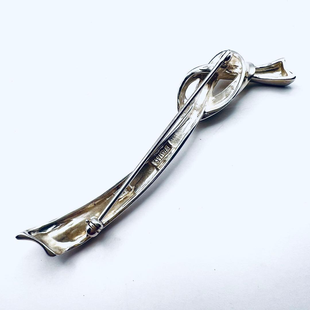 美品✨ティファニー　リボン　ピンブローチ　シルバー　Knot ヴィンテージ