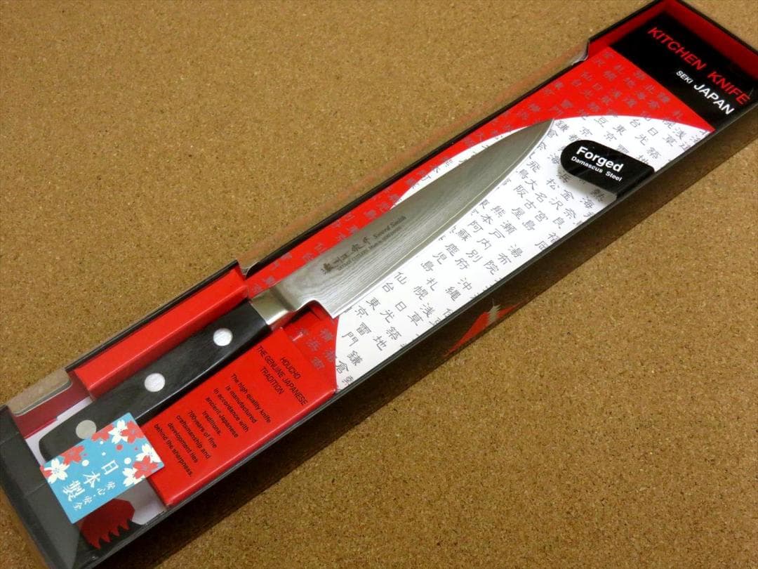 関の刃物 ペティナイフ 135mm 濃州正宗作 ダマスカス69層 果物包丁 両刃