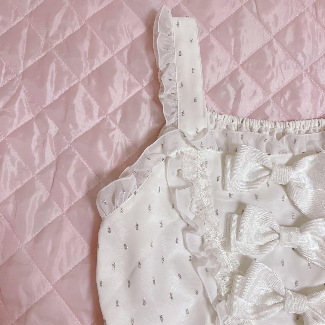 再*。様 【美品】BABY, ジャンパースカート＆リボンコーム　２点セット　白