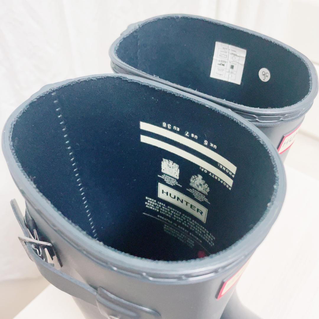 【美品・箱付】HUNTER レインブーツ ロング ブラック 長靴 24.0cm