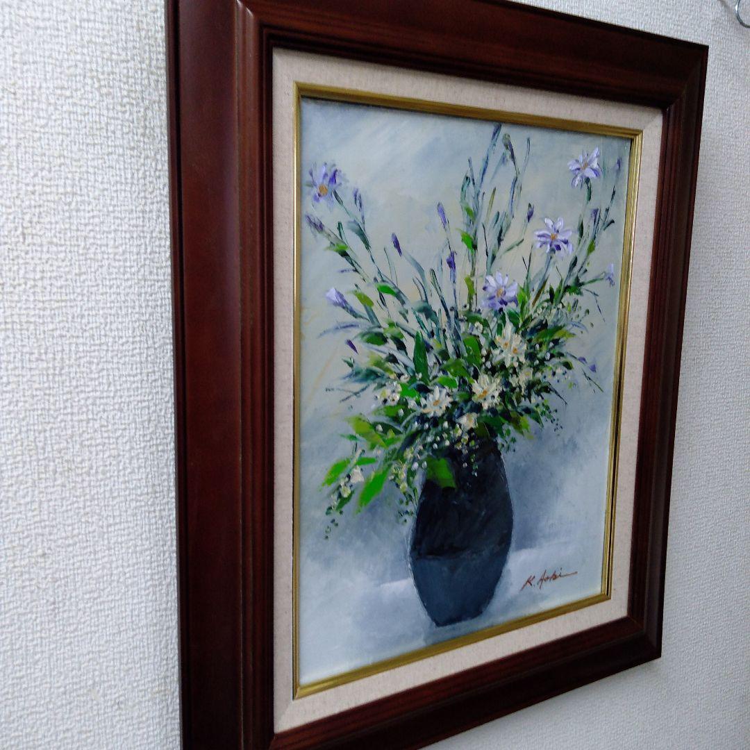 肉質油絵　立て　F6 花と花瓶　青木今陽　額装仕上げ品