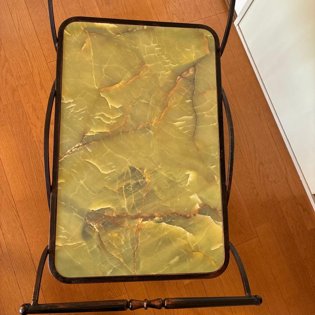 緑色大理石模様のキッチンワゴン ワゴン レトロ家具 アンティーク