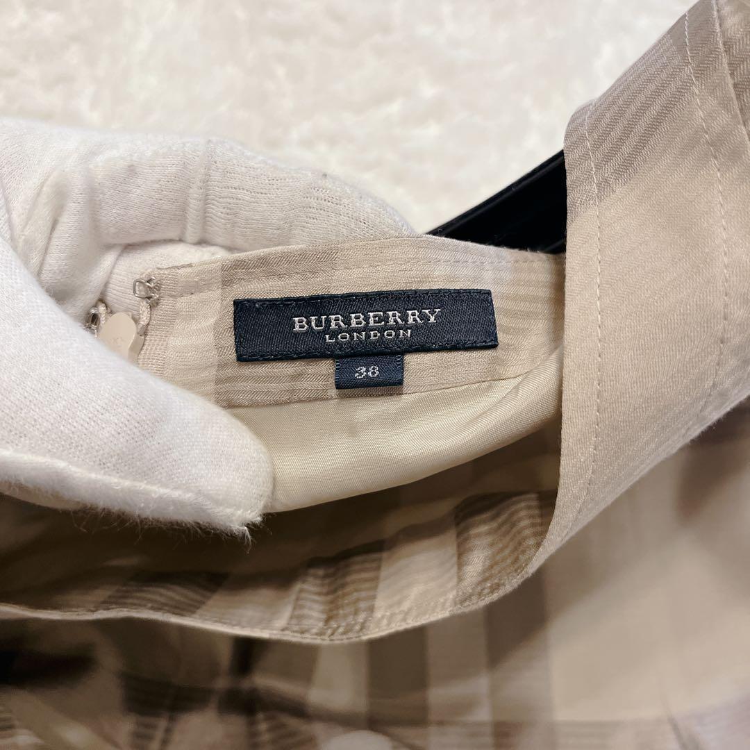 バーバリーロンドン 半袖 ベルト ノバチェック ワンピース シルク混 38