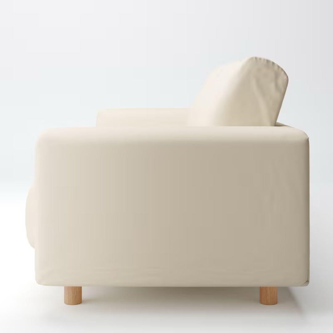 MUJIウレタンポケットコイルソファ 3S 脚セット洗いざらしの綿帆布 ブラウン