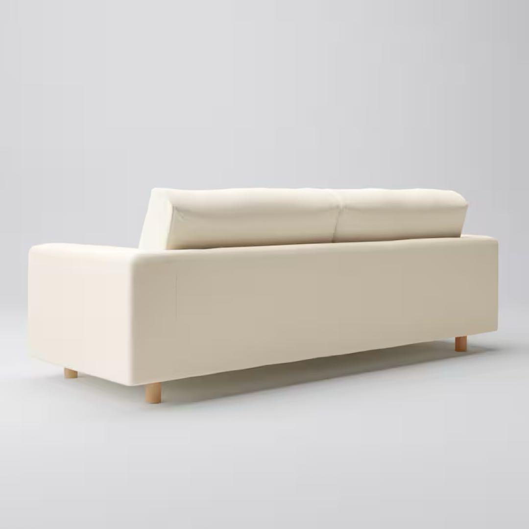 MUJIウレタンポケットコイルソファ 3S 脚セット洗いざらしの綿帆布 ブラウン