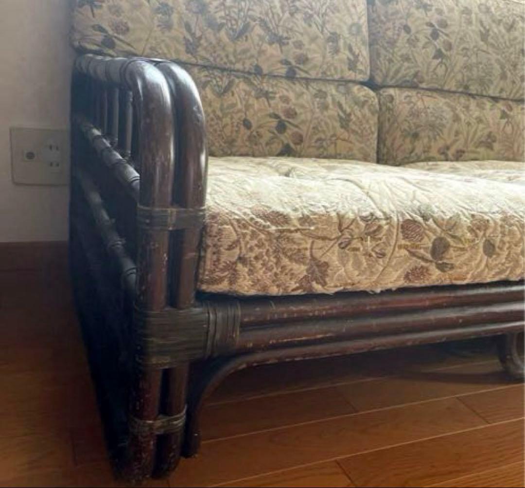 【ときや様】ヴィンテージラタン ヤマカワラタン 山川ラタン 籐 ラタンソファ