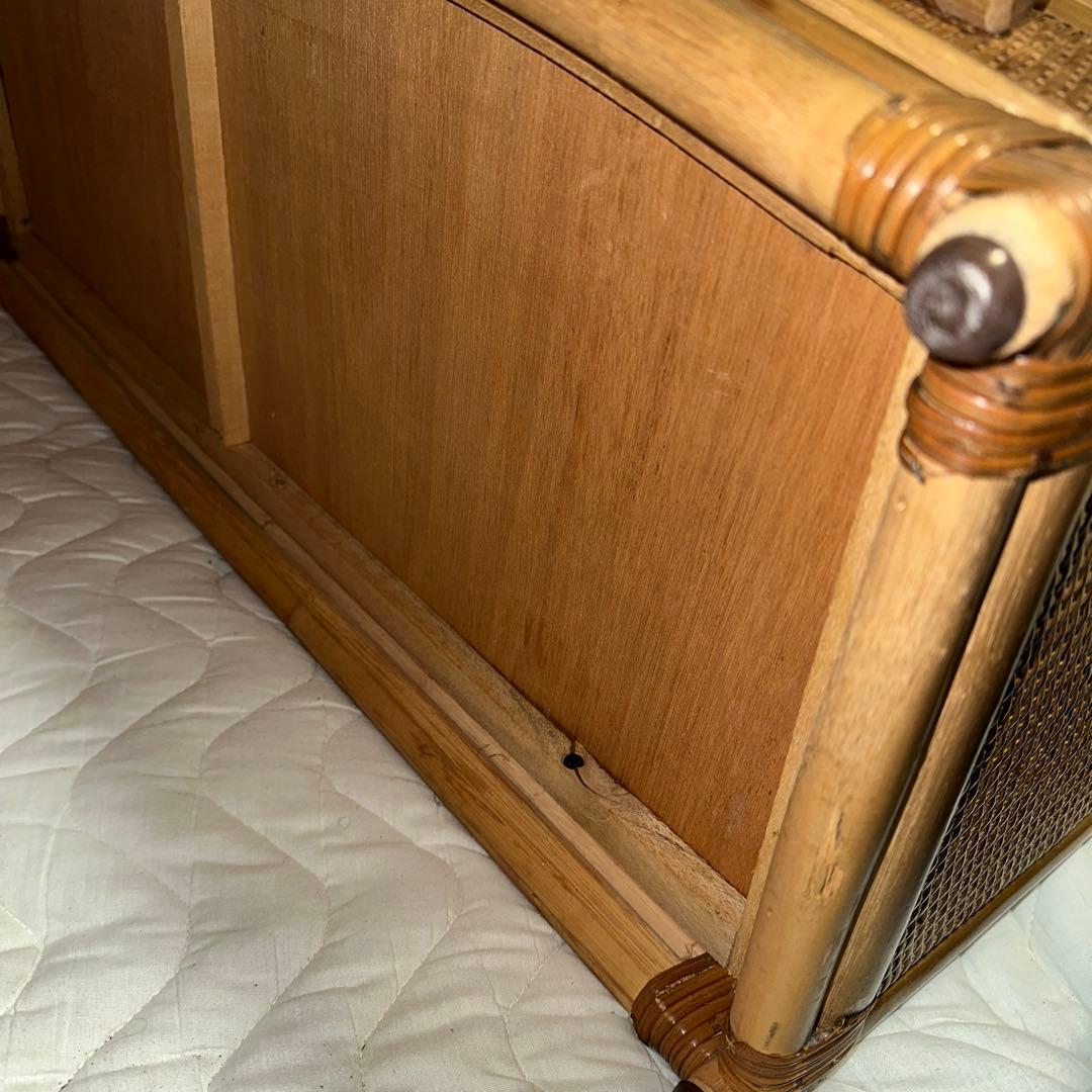 【即決】高価ラタン製　ベンチ型チェスト　収納付きレトロベンチ 安定感抜群〇