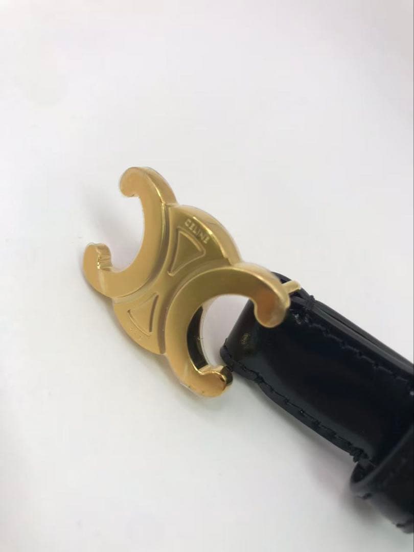 セリーヌ ベルト トリオンフ ゴールド金具 黒サイズ80 レザー保存袋