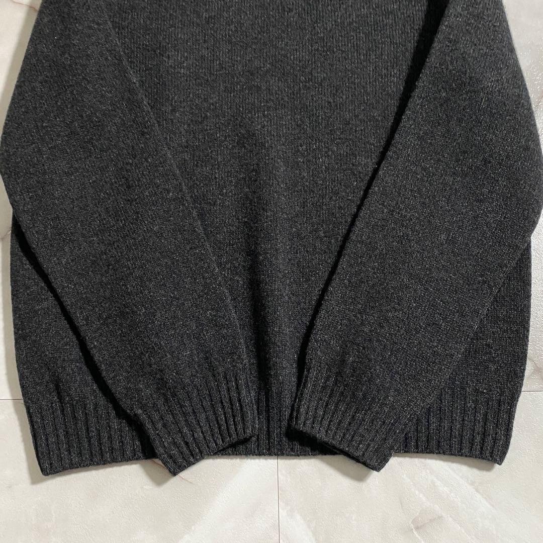 A18401 美品 ハーレーオブスコットランド シェットランドニット 濃灰42