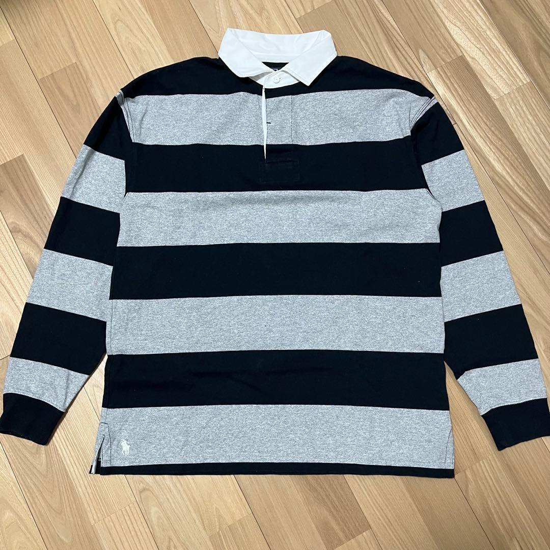 ポロ ラルフローレン ビッグフィット ストライプ ラグビー シャツ 裾ポニー S