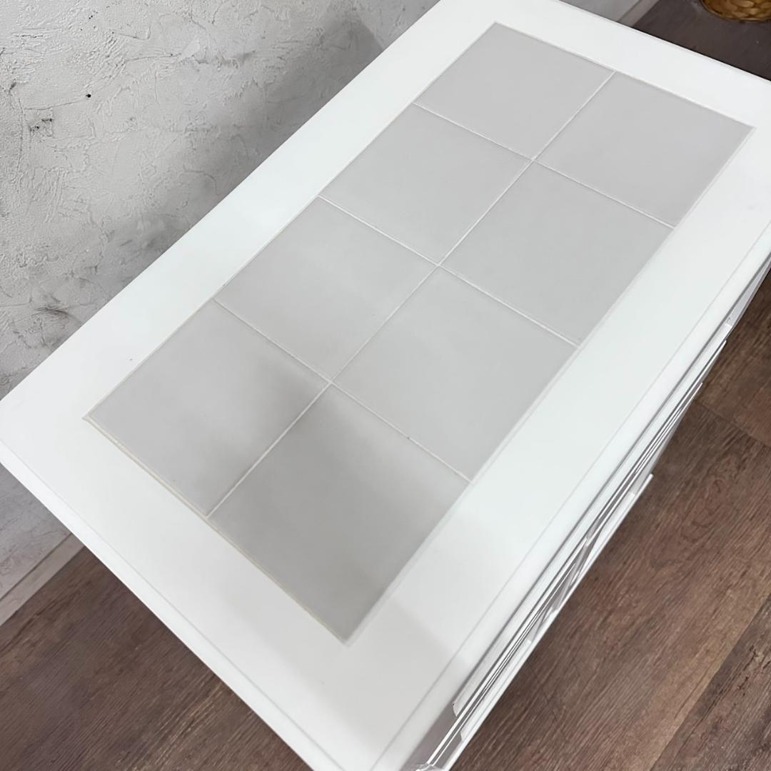 【新品・未使用】　キッチンワゴン　天板タイル　キャスター付き　収納