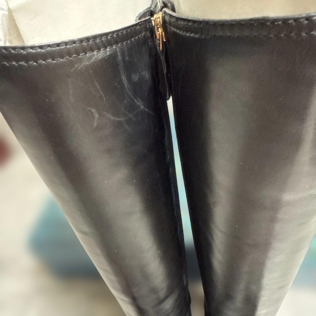 トリーバーチブラックレザー ロングブーツ