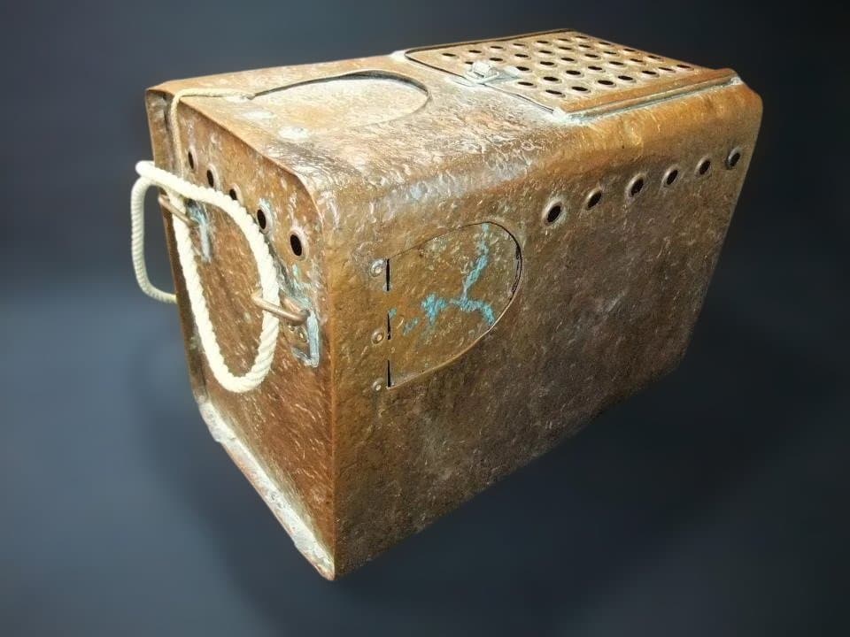 手作り 鮎缶 銅製 アユ釣り 昭和レトロ 古民具 逸品