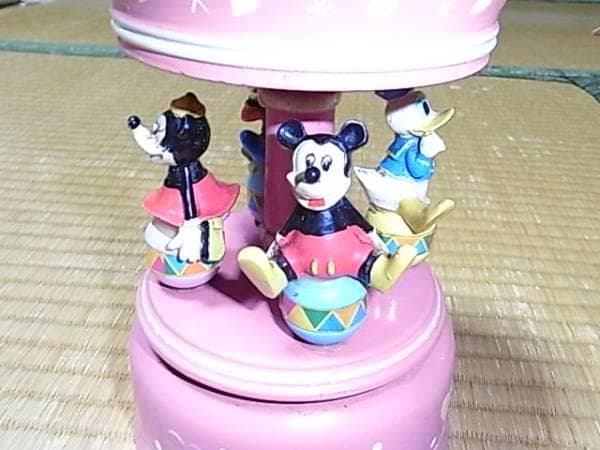 美品1983年開園当初◆TDL 木製オルゴール付置き時計ミッキー他 25.5ｃｍ