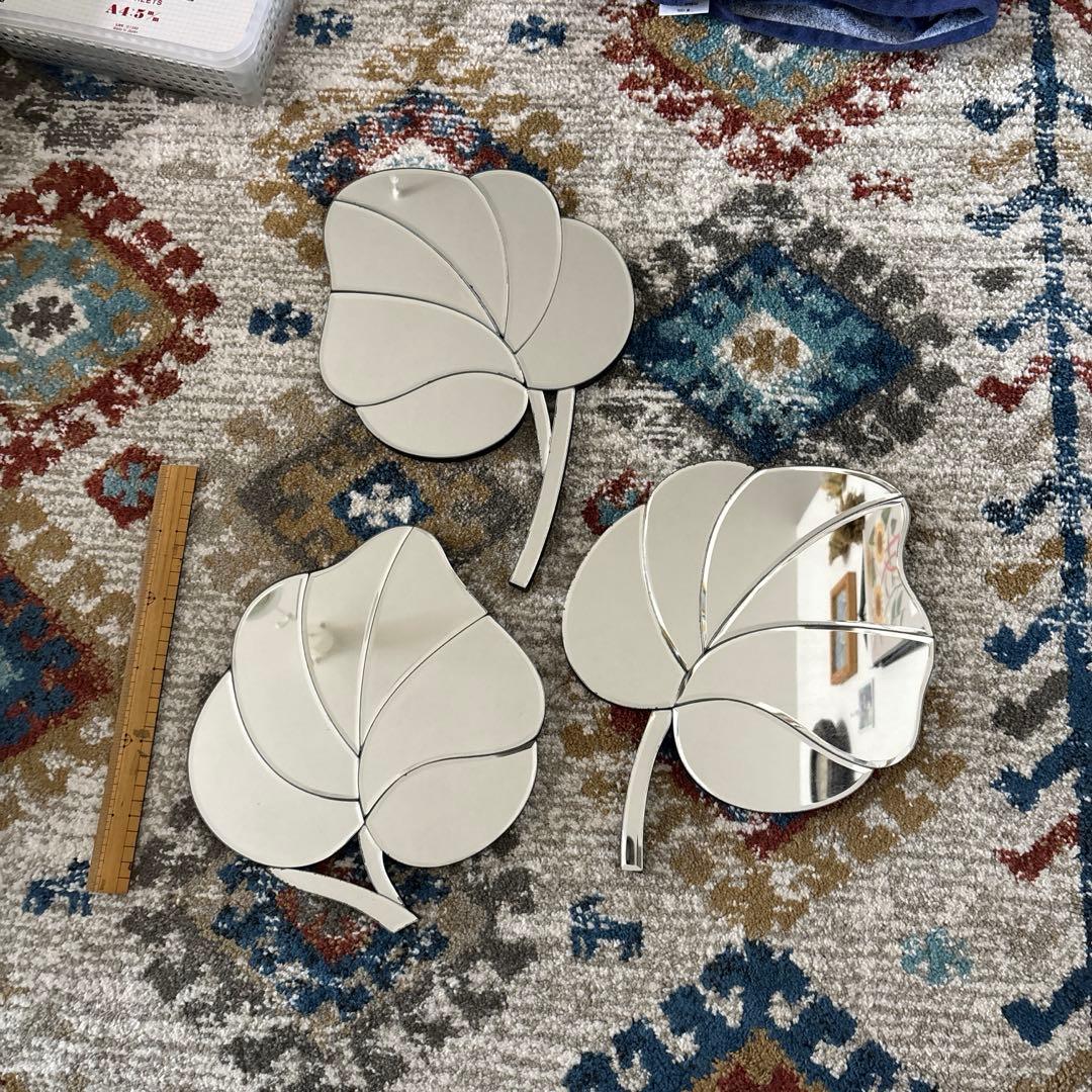 ローラアシュレイ　ウォールミラー　３枚組　ウォールアート　パームリーフ