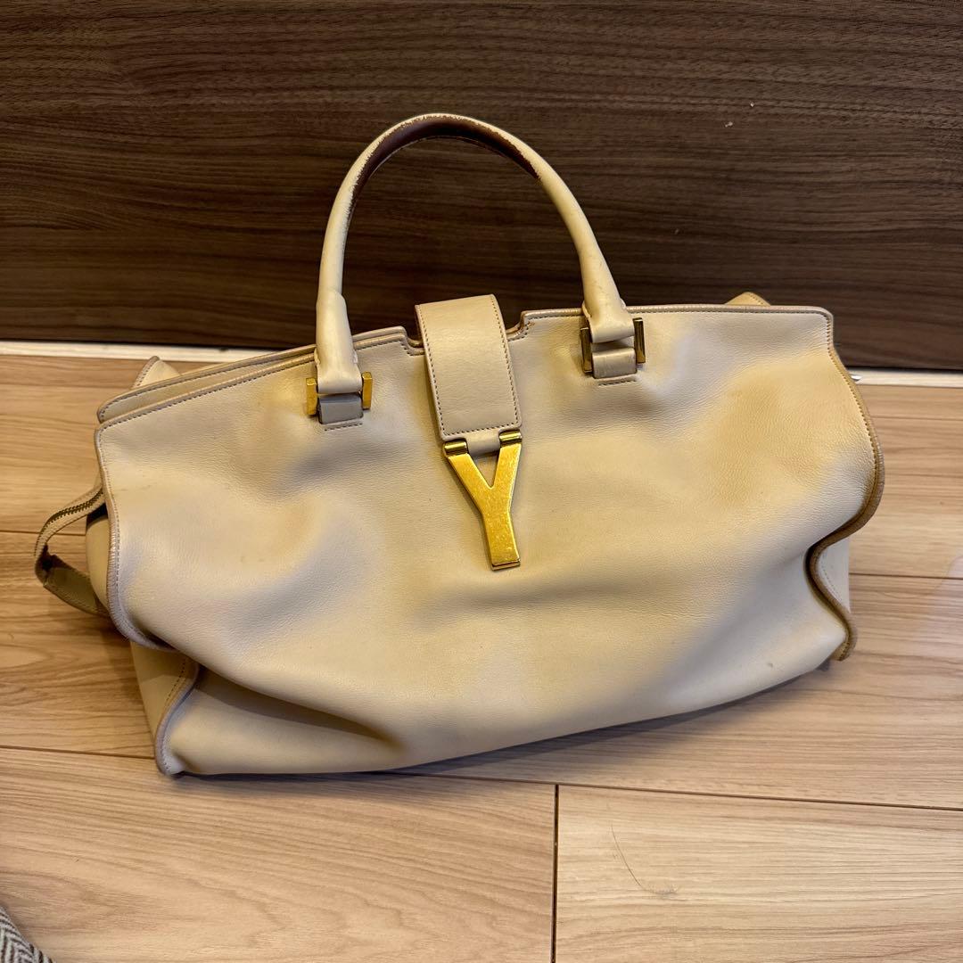 サンローラン　YVES SAINTLAURENT Yラインハンドバッグベージュ