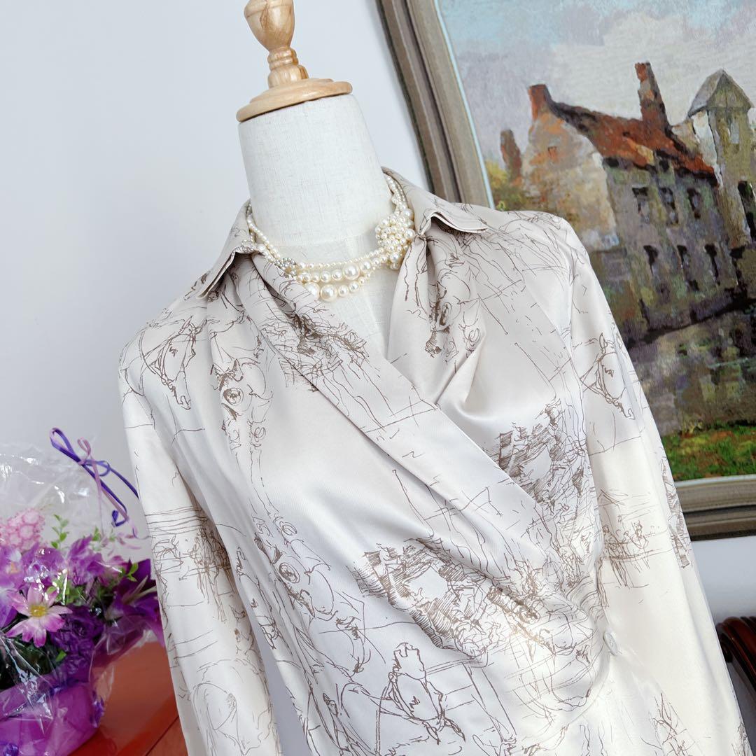 極美品　Hermèsシルク カシュクールジャケット パールボタン