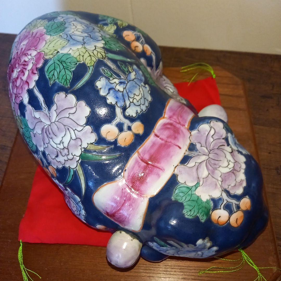 眠り猫　陶器　花　日本 vintage ceramic cat object