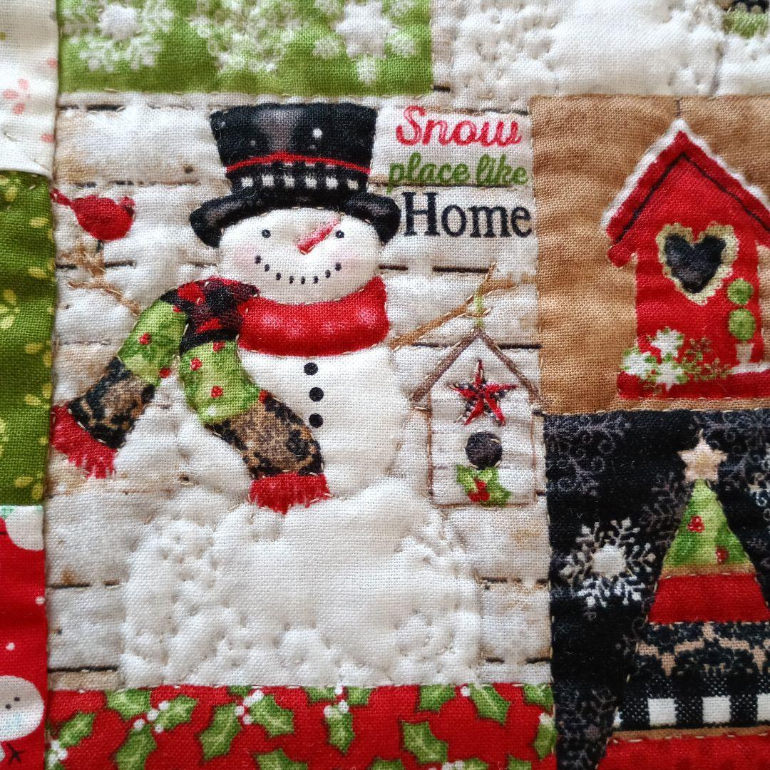 ❄スノーマン＆ワンちゃんサンタ2点おまとめタペストリー❄パッチワークハンドメイド