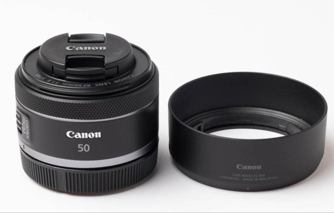 【美品】Canon キャノンレンズRF50mm f1.8 STM ＆レンズフード