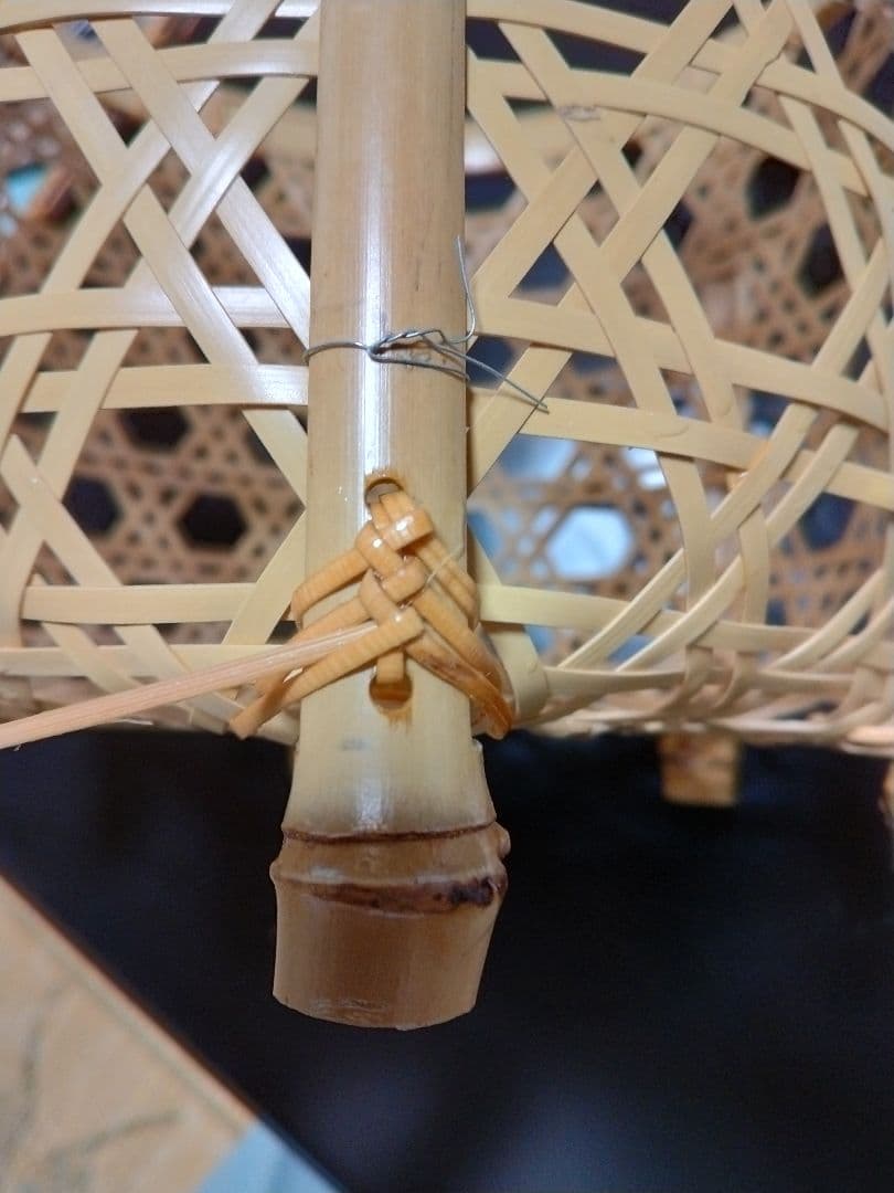 竹製 中型収納バスケット 編み込みデザイン