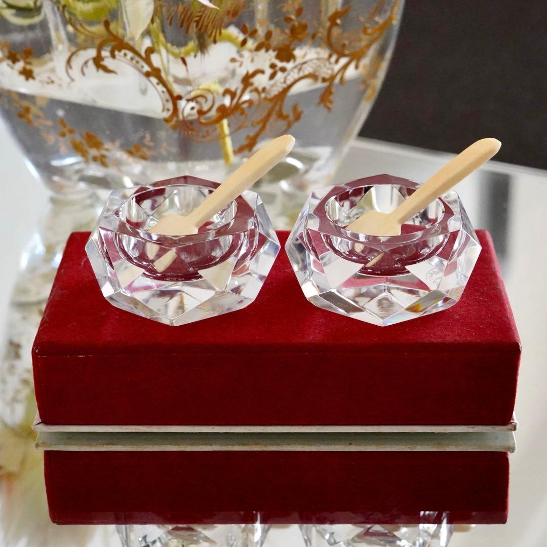 美品★オールドバカラ キャメル ソルトスプーン付 ソルト＆ペッパー 塩・胡椒入れ