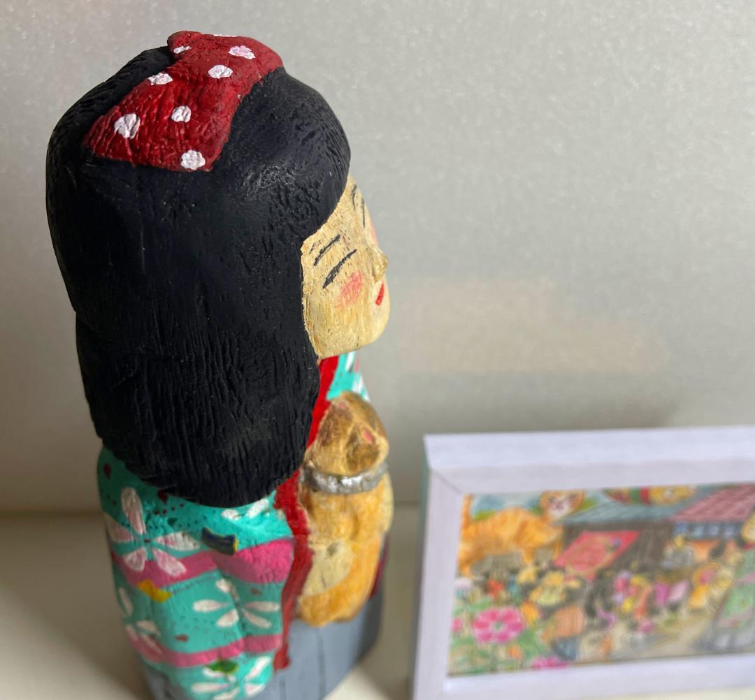 ま*み様 木製オリジナルこけしとオリジナル絵画セット（by ShuzSaya/絵