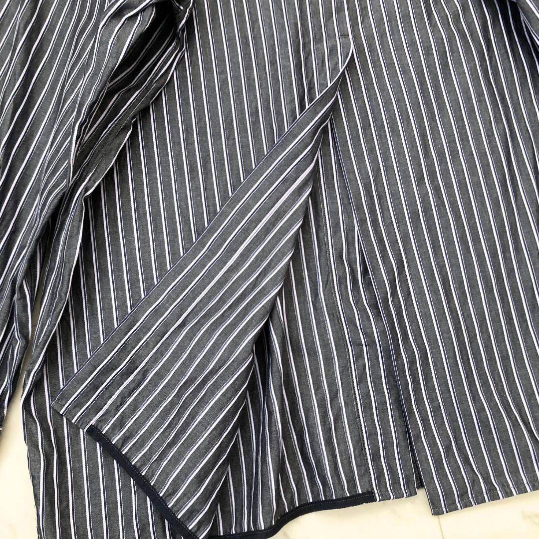 ティッカ　TICCA SOMELOS バックスリットストライプシャツ　ネイビー