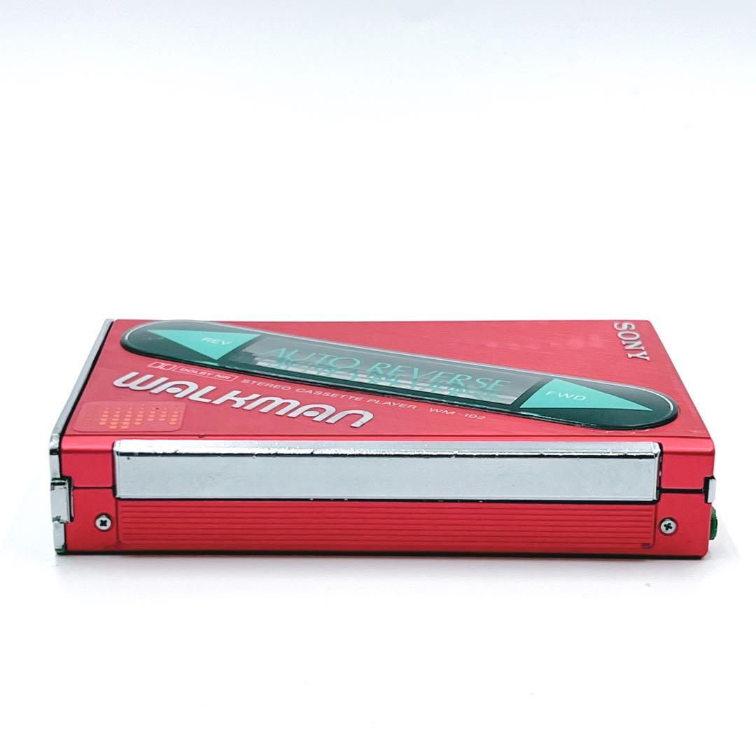 【美品・動作品】 SONY WM-102 カセットウォークマン 音出しOK 赤色