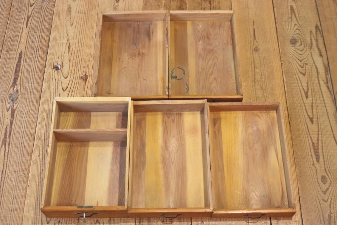 レトロ 卓上 大きめ 小引き出し 抽斗 5杯 収納 小物入れ レターケース A4