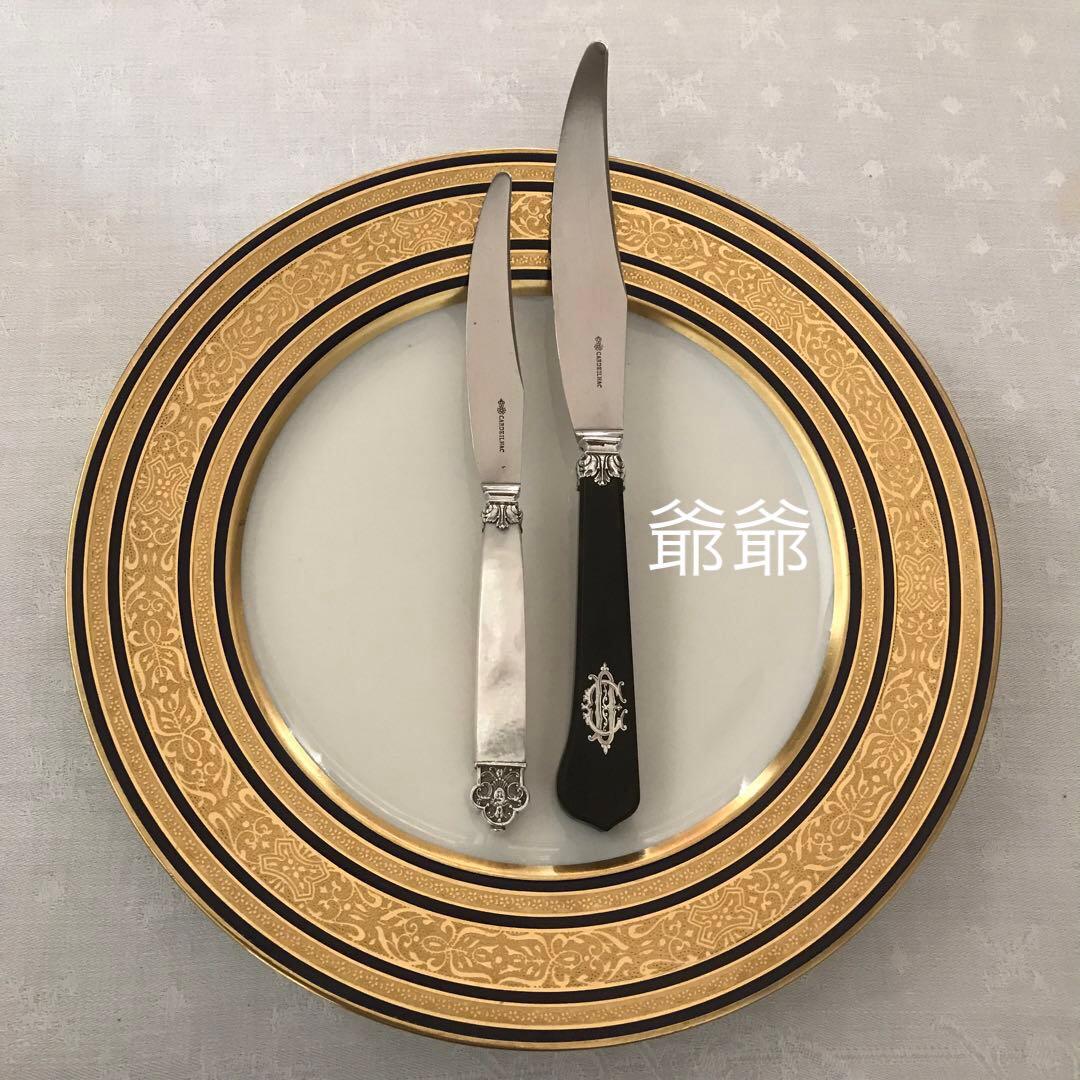 カルディヤック ルネサンス／ナイフ２本＋フォーク１本（純銀／エボニー／白蝶貝）