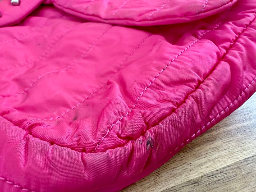 【希少/ピンク】CHANEL ナイロン マトラッセ チェーンショルダー シルバー