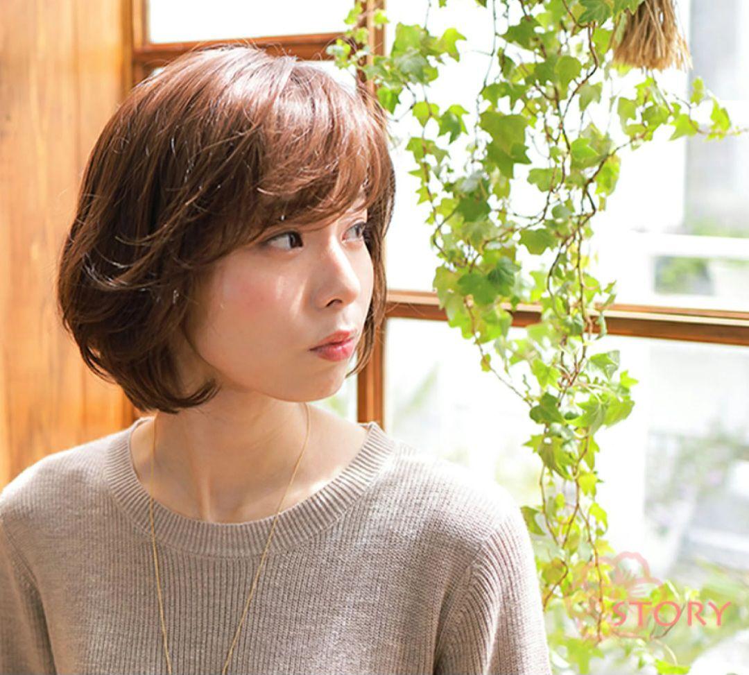 story 医療用フルウィッグ　自然な栗色 ブラシ、2スタンド、80ヘアカバー付