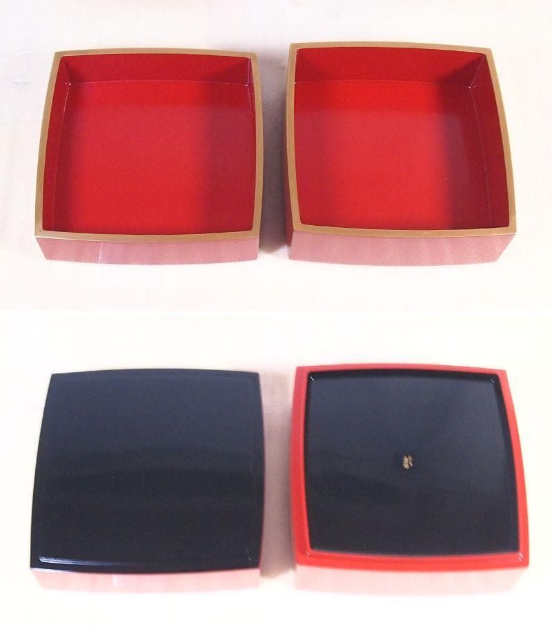 【極美品】輪島塗 わじま慶塚 朱塗金縁 屠蘇器 五つ揃/銘々皿/四段重箱 漆器