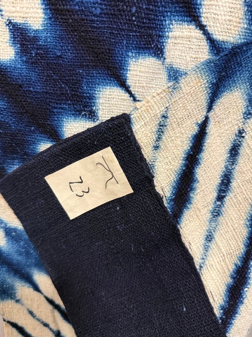 N6「片野絞り」民藝 藍染絞り職人 片野かほり 藍染絞り布 タペストリー